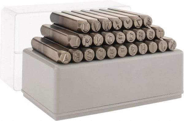 C.H. Hanson - 27 Piece, 1/4" Character Steel Stamp Set - Letters, Heavy Duty - Eagle Tool & Supply