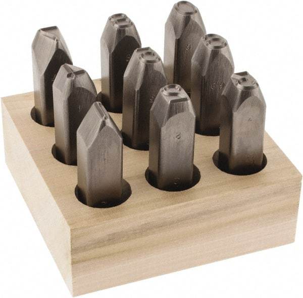 C.H. Hanson - 9 Piece, 1/2" Character Steel Stamp Set - Figures, Heavy Duty - Eagle Tool & Supply