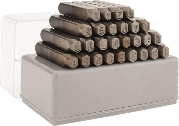 C.H. Hanson - 27 Piece, 1/4" Character Steel Stamp Set - Letters, Reverse - Eagle Tool & Supply