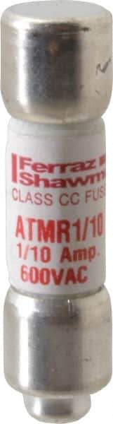 Ferraz Shawmut - 600 VAC/VDC, 0.1 Amp, Fast-Acting General Purpose Fuse - Clip Mount, 1-1/2" OAL, 100 at DC, 200 at AC kA Rating, 13/32" Diam - Eagle Tool & Supply