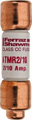 Ferraz Shawmut - 600 VAC/VDC, 0.2 Amp, Fast-Acting General Purpose Fuse - Clip Mount, 1-1/2" OAL, 100 at DC, 200 at AC kA Rating, 13/32" Diam - Eagle Tool & Supply