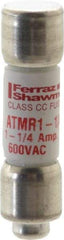 Ferraz Shawmut - 600 VAC/VDC, 1.25 Amp, Fast-Acting General Purpose Fuse - Clip Mount, 1-1/2" OAL, 100 at DC, 200 at AC kA Rating, 13/32" Diam - Eagle Tool & Supply