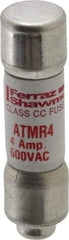 Ferraz Shawmut - 600 VAC/VDC, 4 Amp, Fast-Acting General Purpose Fuse - Clip Mount, 1-1/2" OAL, 100 at DC, 200 at AC kA Rating, 13/32" Diam - Eagle Tool & Supply