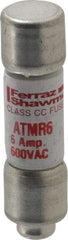 Ferraz Shawmut - 600 VAC/VDC, 6 Amp, Fast-Acting General Purpose Fuse - Clip Mount, 1-1/2" OAL, 100 at DC, 200 at AC kA Rating, 13/32" Diam - Eagle Tool & Supply