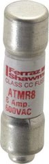 Ferraz Shawmut - 600 VAC/VDC, 8 Amp, Fast-Acting General Purpose Fuse - Clip Mount, 1-1/2" OAL, 100 at DC, 200 at AC kA Rating, 13/32" Diam - Eagle Tool & Supply