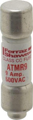 Ferraz Shawmut - 600 VAC/VDC, 9 Amp, Fast-Acting General Purpose Fuse - Clip Mount, 1-1/2" OAL, 100 at DC, 200 at AC kA Rating, 13/32" Diam - Eagle Tool & Supply