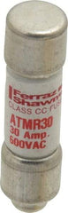 Ferraz Shawmut - 600 VAC/VDC, 30 Amp, Fast-Acting General Purpose Fuse - Clip Mount, 1-1/2" OAL, 100 at DC, 200 at AC kA Rating, 13/32" Diam - Eagle Tool & Supply