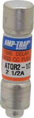 Ferraz Shawmut - 300 VDC, 600 VAC, 2.5 Amp, Time Delay General Purpose Fuse - Clip Mount, 1-1/2" OAL, 100 at DC, 200 at AC kA Rating, 13/32" Diam - Eagle Tool & Supply