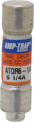 Ferraz Shawmut - 300 VDC, 600 VAC, 6.25 Amp, Time Delay General Purpose Fuse - Clip Mount, 1-1/2" OAL, 100 at DC, 200 at AC kA Rating, 13/32" Diam - Eagle Tool & Supply