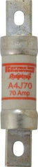 Ferraz Shawmut - 300 VDC, 600 VAC, 70 Amp, Fast-Acting General Purpose Fuse - Clip Mount, 4-5/8" OAL, 100 at DC, 200 at AC kA Rating, 1-1/8" Diam - Eagle Tool & Supply