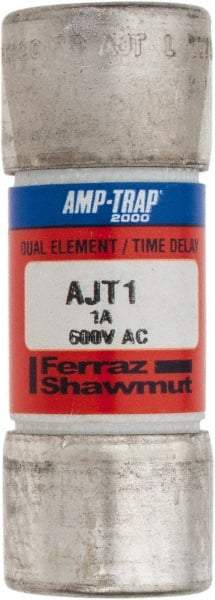 Ferraz Shawmut - 500 VDC, 600 VAC, 1 Amp, Time Delay General Purpose Fuse - Clip Mount, 2-1/4" OAL, 100 at DC, 200 at AC, 300 (Self-Certified) kA Rating, 13/16" Diam - Eagle Tool & Supply