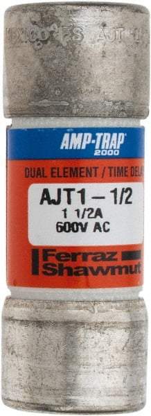 Ferraz Shawmut - 500 VDC, 600 VAC, 1.5 Amp, Time Delay General Purpose Fuse - Clip Mount, 2-1/4" OAL, 100 at DC, 200 at AC, 300 (Self-Certified) kA Rating, 13/16" Diam - Eagle Tool & Supply