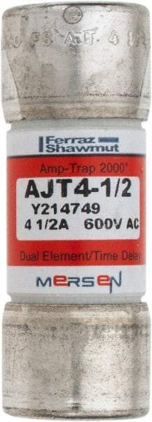 Ferraz Shawmut - 500 VDC, 600 VAC, 4.5 Amp, Time Delay General Purpose Fuse - Clip Mount, 2-1/4" OAL, 100 at DC, 200 at AC, 300 (Self-Certified) kA Rating, 13/16" Diam - Eagle Tool & Supply