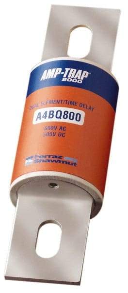 Ferraz Shawmut - 500 VDC, 600 VAC, 800 Amp, Time Delay General Purpose Fuse - Bolt-on Mount, 10-3/4" OAL, 100 at DC, 200 at AC, 300 (Self-Certified) kA Rating, 2-1/2" Diam - Eagle Tool & Supply