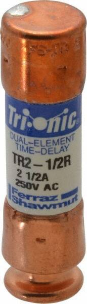 Ferraz Shawmut - 250 VAC/VDC, 2.5 Amp, Time Delay General Purpose Fuse - Clip Mount, 50.8mm OAL, 20 at DC, 200 at AC kA Rating, 9/16" Diam - Eagle Tool & Supply