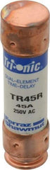 Ferraz Shawmut - 250 VAC/VDC, 45 Amp, Time Delay General Purpose Fuse - Clip Mount, 76.2mm OAL, 20 at DC, 200 at AC kA Rating, 13/16" Diam - Eagle Tool & Supply