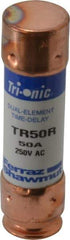 Ferraz Shawmut - 250 VAC/VDC, 50 Amp, Time Delay General Purpose Fuse - Clip Mount, 76.2mm OAL, 20 at DC, 200 at AC kA Rating, 13/16" Diam - Eagle Tool & Supply