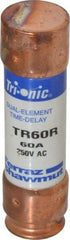 Ferraz Shawmut - 250 VAC/VDC, 60 Amp, Time Delay General Purpose Fuse - Clip Mount, 76.2mm OAL, 20 at DC, 200 at AC kA Rating, 13/16" Diam - Eagle Tool & Supply