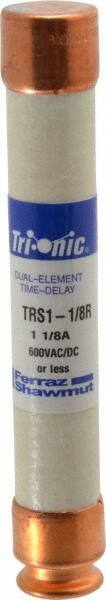 Ferraz Shawmut - 600 VAC/VDC, 1.13 Amp, Time Delay General Purpose Fuse - Clip Mount, 127mm OAL, 20 at DC, 200 at AC kA Rating, 13/16" Diam - Eagle Tool & Supply