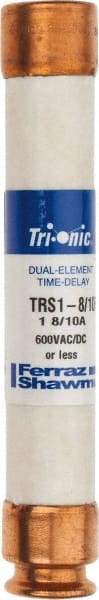 Ferraz Shawmut - 600 VAC/VDC, 1.8 Amp, Time Delay General Purpose Fuse - Clip Mount, 127mm OAL, 20 at DC, 200 at AC kA Rating, 13/16" Diam - Eagle Tool & Supply