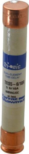 Ferraz Shawmut - 600 VAC/VDC, 5.6 Amp, Time Delay General Purpose Fuse - Clip Mount, 127mm OAL, 20 at DC, 200 at AC kA Rating, 13/16" Diam - Eagle Tool & Supply