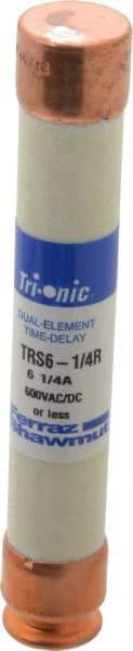 Ferraz Shawmut - 600 VAC/VDC, 6.25 Amp, Time Delay General Purpose Fuse - Clip Mount, 127mm OAL, 20 at DC, 200 at AC kA Rating, 13/16" Diam - Eagle Tool & Supply