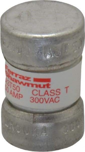 Ferraz Shawmut - 160 VDC, 300 VAC, 50 Amp, Fast-Acting General Purpose Fuse - Clip Mount, 7/8" OAL, 200 at AC, 50 at DC kA Rating, 9/16" Diam - Eagle Tool & Supply