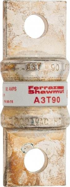 Ferraz Shawmut - 160 VDC, 300 VAC, 90 Amp, Fast-Acting General Purpose Fuse - Bolt-on Mount, 2-5/32" OAL, 200 at AC, 50 at DC kA Rating, 13/16" Diam - Eagle Tool & Supply