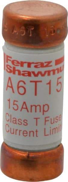 Ferraz Shawmut - 300 VDC, 600 VAC, 15 Amp, Fast-Acting General Purpose Fuse - Clip Mount, 1-1/2" OAL, 100 at DC, 200 at AC kA Rating, 9/16" Diam - Eagle Tool & Supply