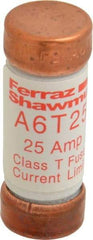 Ferraz Shawmut - 300 VDC, 600 VAC, 25 Amp, Fast-Acting General Purpose Fuse - Clip Mount, 1-1/2" OAL, 100 at DC, 200 at AC kA Rating, 9/16" Diam - Eagle Tool & Supply