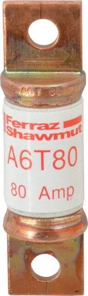 Ferraz Shawmut - 300 VDC & 600 VAC, 80 Amp, Fast-Acting General Purpose Fuse - Bolt-on Mount, 75mm OAL, 100 at DC, 200 at AC kA Rating, 13/16" Diam - Eagle Tool & Supply