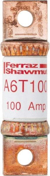 Ferraz Shawmut - 300 VDC & 600 VAC, 100 Amp, Fast-Acting General Purpose Fuse - Bolt-on Mount, 75mm OAL, 100 at DC, 200 at AC kA Rating, 13/16" Diam - Eagle Tool & Supply