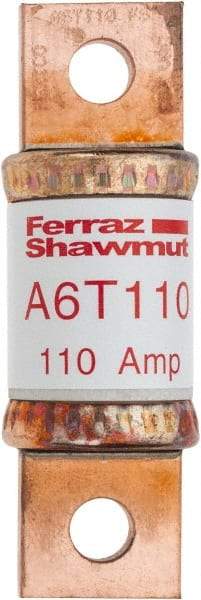 Ferraz Shawmut - 300 VDC, 600 VAC, 110 Amp, Fast-Acting General Purpose Fuse - Bolt-on Mount, 3-1/4" OAL, 100 at DC, 200 at AC kA Rating, 1-1/16" Diam - Eagle Tool & Supply