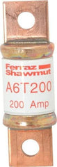 Ferraz Shawmut - 300 VDC, 600 VAC, 200 Amp, Fast-Acting General Purpose Fuse - Bolt-on Mount, 3-1/4" OAL, 100 at DC, 200 at AC kA Rating, 1-1/16" Diam - Eagle Tool & Supply