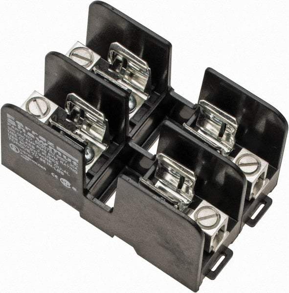 Ferraz Shawmut - 2 Pole, 14 to 2 AWG, 600 VAC/VDC, 30 Amp, DIN Rail Mount, Screw Mount Fuse Block - 3.9 Inch Long x 2.45 Inch Wide x 2.2 Inch High Block - Eagle Tool & Supply