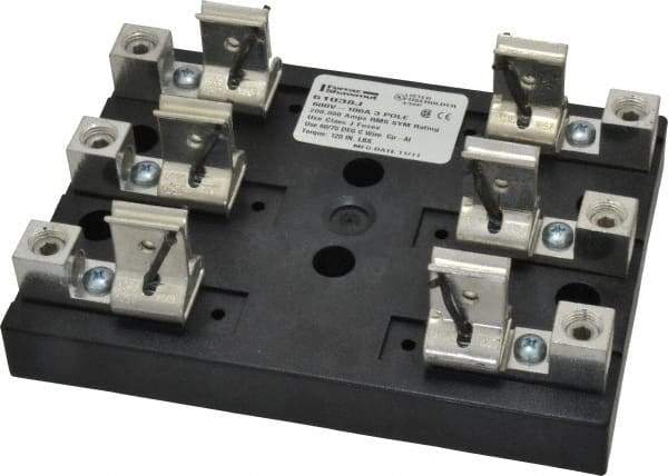 Ferraz Shawmut - 3 Pole, 6 to 2/0 AWG, 600 VAC/VDC, 100 Amp, Screw Mount Fuse Block - 4 Inch Long x 4.65 Inch Wide x 2.21 Inch High Block - Eagle Tool & Supply