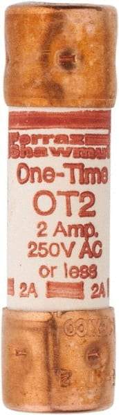 Ferraz Shawmut - 250 VAC/VDC, 2 Amp, Fast-Acting General Purpose Fuse - Clip Mount, 50.8mm OAL, 20 at DC, 50 at AC kA Rating, 9/16" Diam - Eagle Tool & Supply