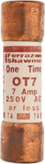 Ferraz Shawmut - 250 VAC/VDC, 7 Amp, Fast-Acting General Purpose Fuse - Clip Mount, 50.8mm OAL, 20 at DC, 50 at AC kA Rating, 9/16" Diam - Eagle Tool & Supply