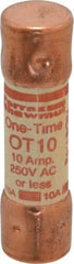 Ferraz Shawmut - 250 VAC/VDC, 10 Amp, Fast-Acting General Purpose Fuse - Clip Mount, 50.8mm OAL, 20 at DC, 50 at AC kA Rating, 9/16" Diam - Eagle Tool & Supply