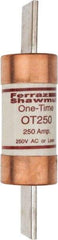 Ferraz Shawmut - 250 VAC/VDC, 250 Amp, Fast-Acting General Purpose Fuse - Clip Mount, 8-5/8" OAL, 20 at DC, 50 at AC kA Rating, 2-1/16" Diam - Eagle Tool & Supply