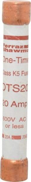 Ferraz Shawmut - 300 VDC, 600 VAC, 20 Amp, Fast-Acting General Purpose Fuse - Clip Mount, 127mm OAL, 20 at DC, 50 at AC kA Rating, 13/16" Diam - Eagle Tool & Supply