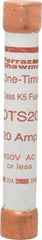 Ferraz Shawmut - 300 VDC, 600 VAC, 20 Amp, Fast-Acting General Purpose Fuse - Clip Mount, 127mm OAL, 20 at DC, 50 at AC kA Rating, 13/16" Diam - Eagle Tool & Supply