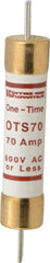 Ferraz Shawmut - 300 VDC, 600 VAC, 70 Amp, Fast-Acting General Purpose Fuse - Clip Mount, 7-7/8" OAL, 20 at DC, 50 at AC kA Rating, 1-5/16" Diam - Eagle Tool & Supply