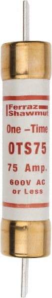 Ferraz Shawmut - 300 VDC, 600 VAC, 75 Amp, Fast-Acting General Purpose Fuse - Clip Mount, 7-7/8" OAL, 20 at DC, 50 at AC kA Rating, 1-5/16" Diam - Eagle Tool & Supply