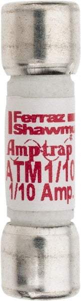 Ferraz Shawmut - 600 VAC/VDC, 0.1 Amp, Fast-Acting General Purpose Fuse - Clip Mount, 1-1/2" OAL, 100 at AC/DC kA Rating, 13/32" Diam - Eagle Tool & Supply