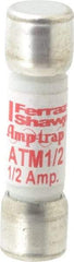 Ferraz Shawmut - 600 VAC/VDC, 0.5 Amp, Fast-Acting General Purpose Fuse - Clip Mount, 1-1/2" OAL, 100 at AC/DC kA Rating, 13/32" Diam - Eagle Tool & Supply