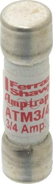 Ferraz Shawmut - 600 VAC/VDC, 0.75 Amp, Fast-Acting Midget Fuse - Clip Mount, 1-1/2" OAL, 100 at AC/DC kA Rating, 13/32" Diam - Eagle Tool & Supply