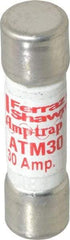 Ferraz Shawmut - 600 VAC/VDC, 30 Amp, Fast-Acting Midget Fuse - Clip Mount, 1-1/2" OAL, 100 at AC/DC kA Rating, 13/32" Diam - Eagle Tool & Supply