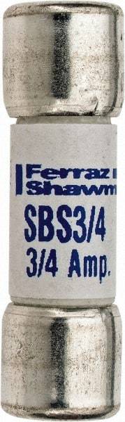 Ferraz Shawmut - 600 VAC, 0.75 Amp, Fast-Acting Ferrule Fuse - Clip Mount, 1-3/8" OAL, 100 at AC kA Rating, 13/32" Diam - Eagle Tool & Supply