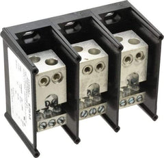 Ferraz Shawmut - 3 Poles, 270 Amp, 2/0-14 AWG Primary, 2-14 AWG Secondary, Polycarbonate Power Distribution Block - 1000 VAC/VDC, 2 Primary Connection, 5.28 Inch Long x 5 Inch Deep x 3-1/4 Inch High - Eagle Tool & Supply